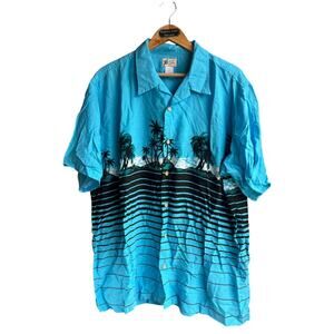 Cherokee Waikiki Wear Men's Hawaiian Shirt Coco Tree Island Print Size XL